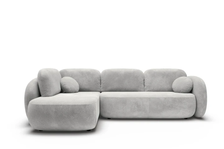 Narożnik do salonu z funkcją spania Mochi Jasny Szary Lewy