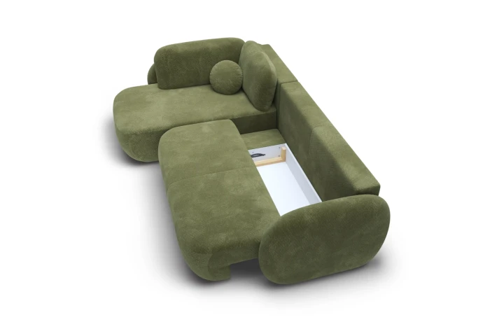 Narożnik do salonu z funkcją spania Mochi Zielony