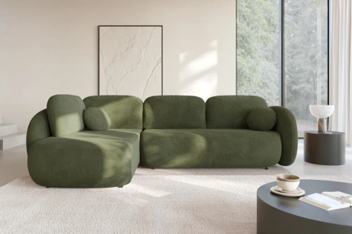 Narożnik do salonu z funkcją spania Mochi Zielony
