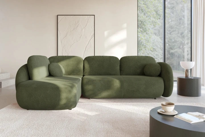 Narożnik do salonu z funkcją spania Mochi Zielony