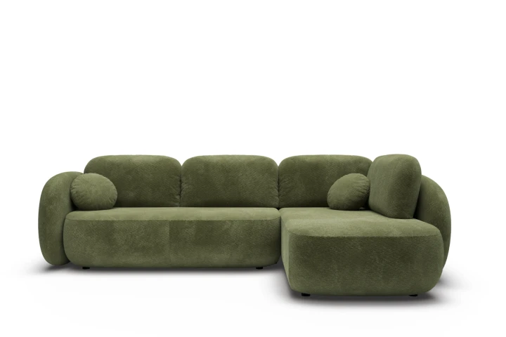 Narożnik do salonu z funkcją spania Mochi Zielony Prawy