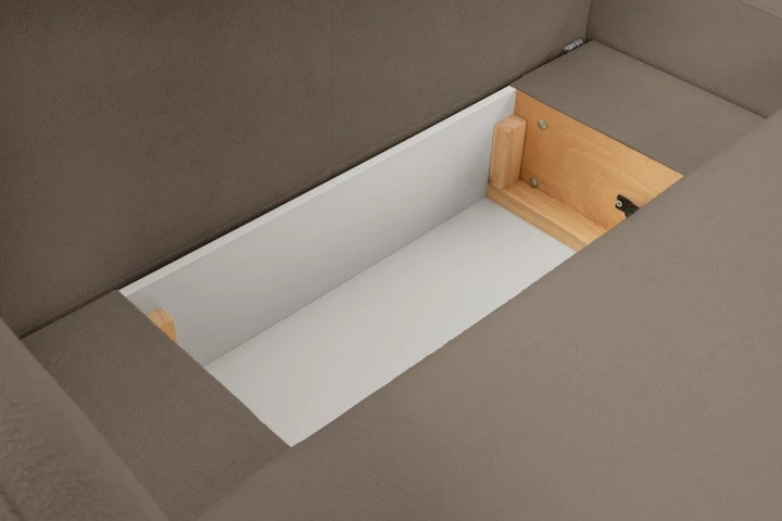 Narożnik L z funkcją spania i pojemnikiem Mochi Brązowy