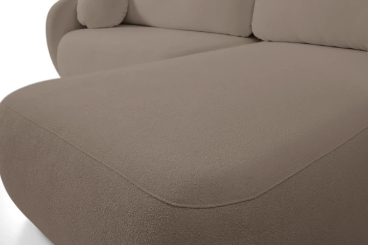 Narożnik L z funkcją spania i pojemnikiem Mochi Brązowy