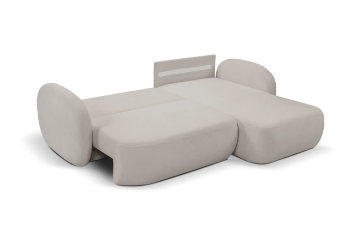 Narożnik L z funkcją spania i pojemnikiem Mochi Jasny Szary