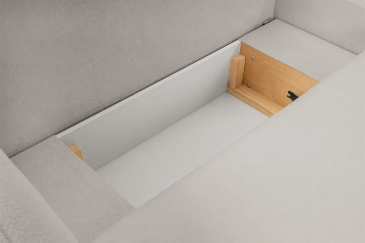 Narożnik L z funkcją spania i pojemnikiem Mochi Jasny Szary