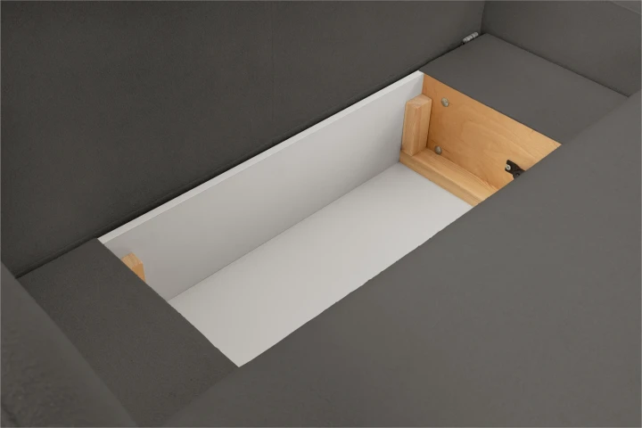 Narożnik L z funkcją spania i pojemnikiem Mochi Czarny