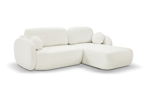 Narożnik L z funkcją spania i pojemnikiem Mochi Kremowy