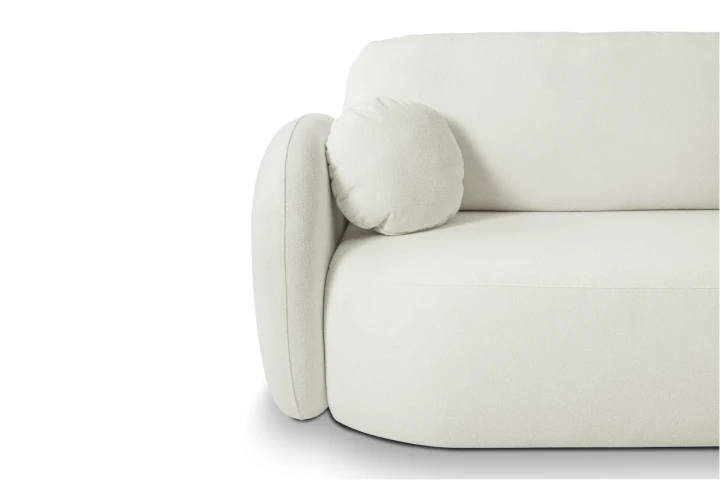 Narożnik L z funkcją spania i pojemnikiem Mochi Kremowy