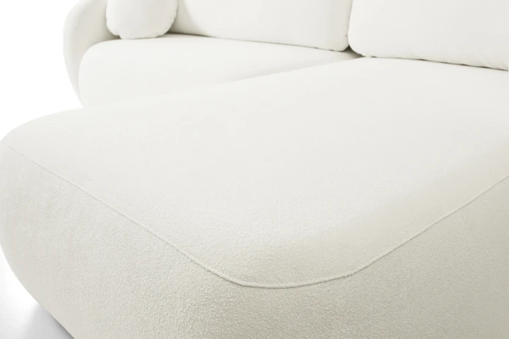 Narożnik L z funkcją spania i pojemnikiem Mochi Kremowy