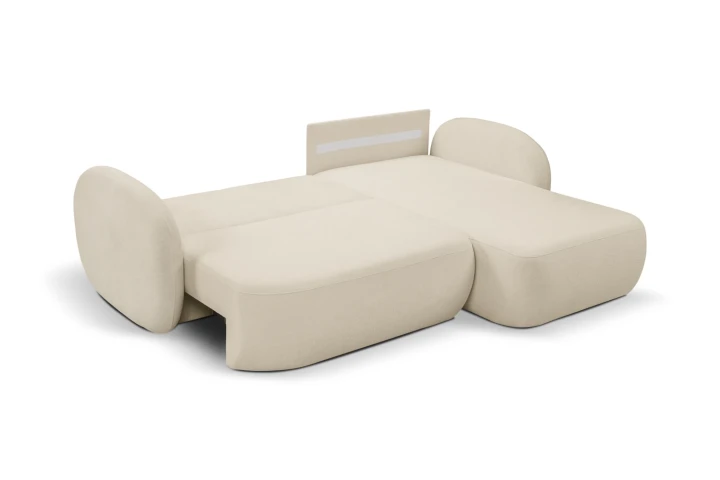 Narożnik L z funkcją spania i pojemnikiem Mochi Beżowy