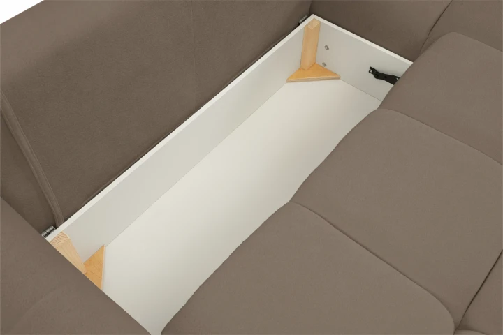 Narożnik Nubi L uniwersalny z funkcją spania i pojemnikiem Brązowy