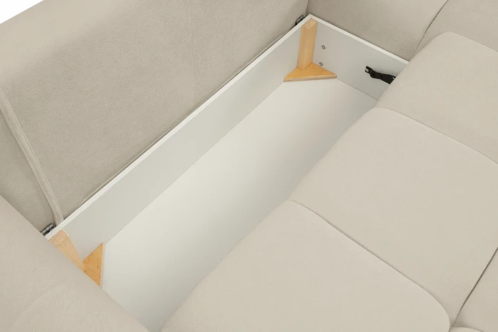 Narożnik Nubi L uniwersalny z funkcją spania i pojemnikiem Beżowy