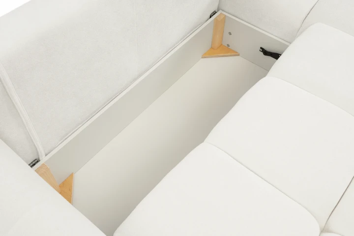 Narożnik Nubi L uniwersalny z funkcją spania i pojemnikiem Kremowy
