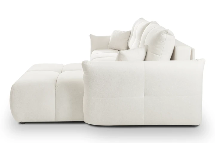 Narożnik Nubi L uniwersalny z funkcją spania i pojemnikiem Kremowy