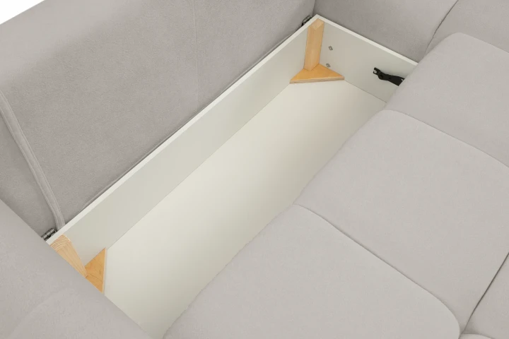 Narożnik Nubi L uniwersalny z funkcją spania i pojemnikiem Jasny Szary