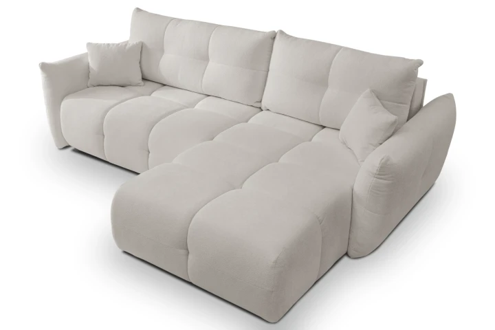 Narożnik Nubi L uniwersalny z funkcją spania i pojemnikiem Jasny Szary