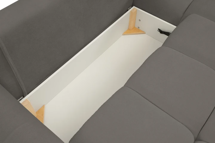 Narożnik Nubi L uniwersalny z funkcją spania i pojemnikiem Ciemny Szary