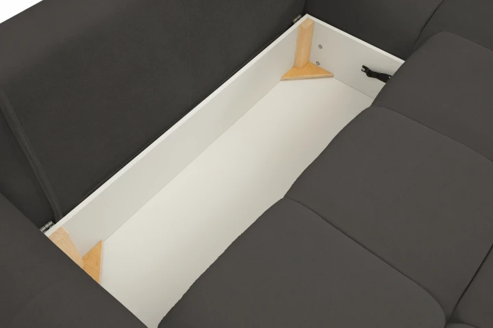 Narożnik Nubi L uniwersalny z funkcją spania i pojemnikiem Czarny