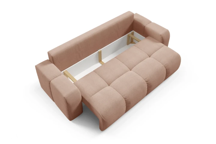 Sofa z funkcją spania i pojemnikiem na pościel Mellow Jasny Róż