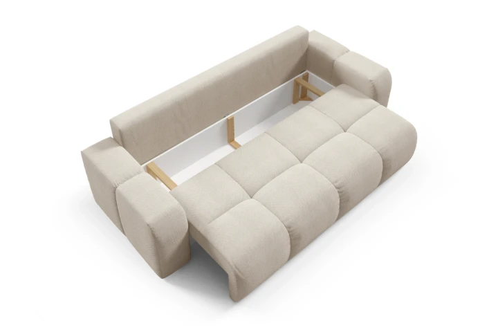 Sofa z funkcją spania i pojemnikiem na pościel Mellow Beż Piaskowy