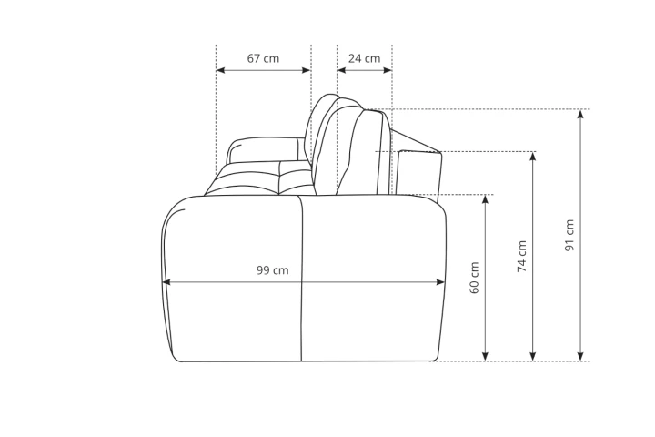 Sofa z funkcją spania i pojemnikiem na pościel Mellow wymiary