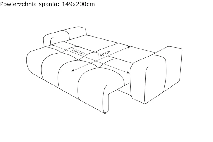 Sofa z funkcją spania i pojemnikiem na pościel Mellow wymiary