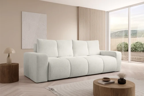 Sofa z funkcją spania i pojemnikiem na pościel Mellow Jasny Beż