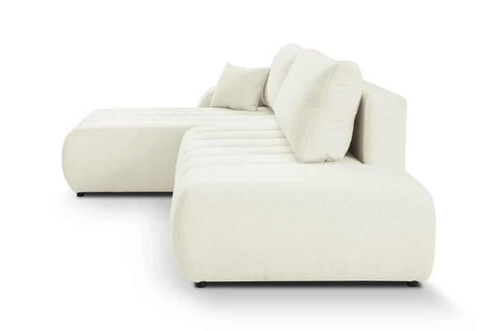 Narożnik z funkcją spania i pojemnikiem na pościel Noma Kremowy