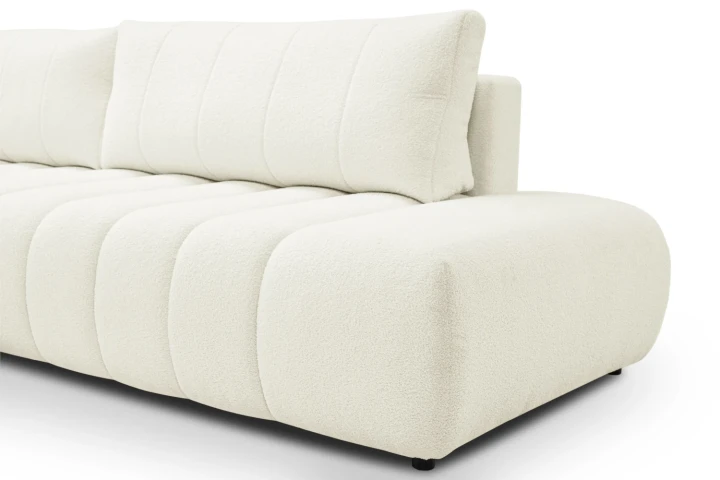 Narożnik z funkcją spania i pojemnikiem na pościel Noma Kremowy