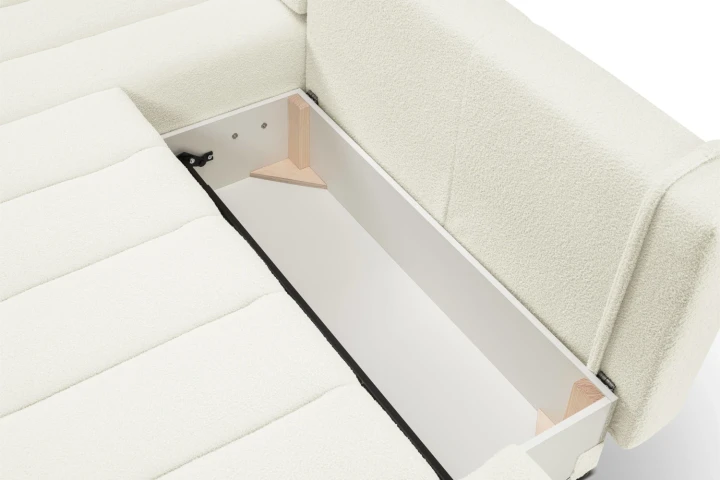 Narożnik z funkcją spania i pojemnikiem na pościel Noma Kremowy