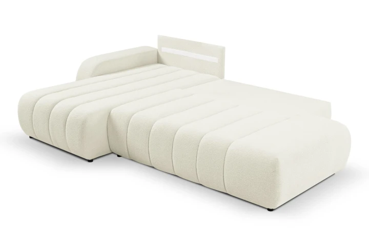 Narożnik z funkcją spania i pojemnikiem na pościel Noma Kremowy