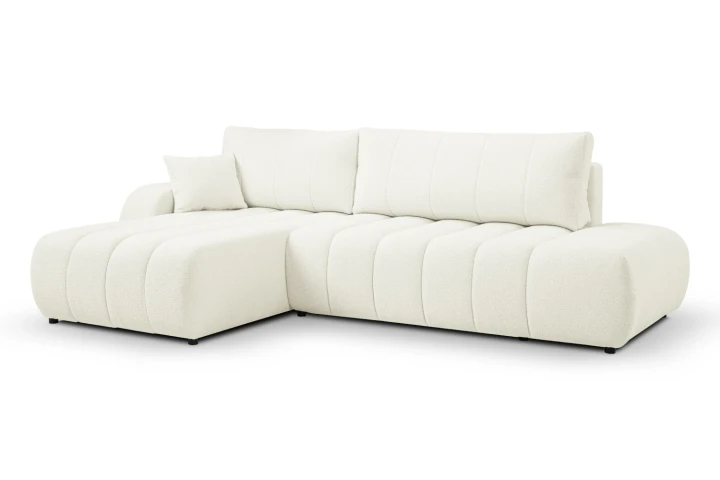 Narożnik z funkcją spania i pojemnikiem na pościel Noma Kremowy