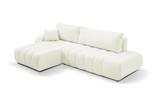 Narożnik z funkcją spania i pojemnikiem na pościel Noma Kremowy