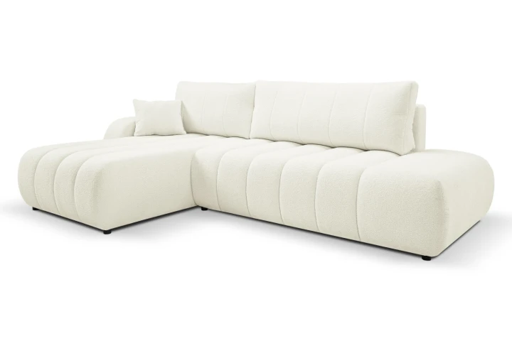 Narożnik z funkcją spania i pojemnikiem na pościel Noma Kremowy