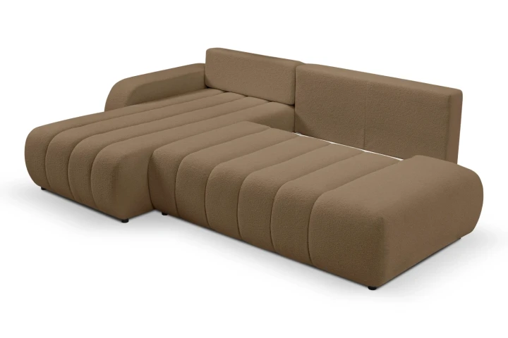 Narożnik z funkcją spania i pojemnikiem na pościel Noma Brązowy