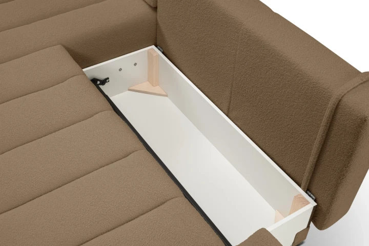 Narożnik z funkcją spania i pojemnikiem na pościel Noma Brązowy