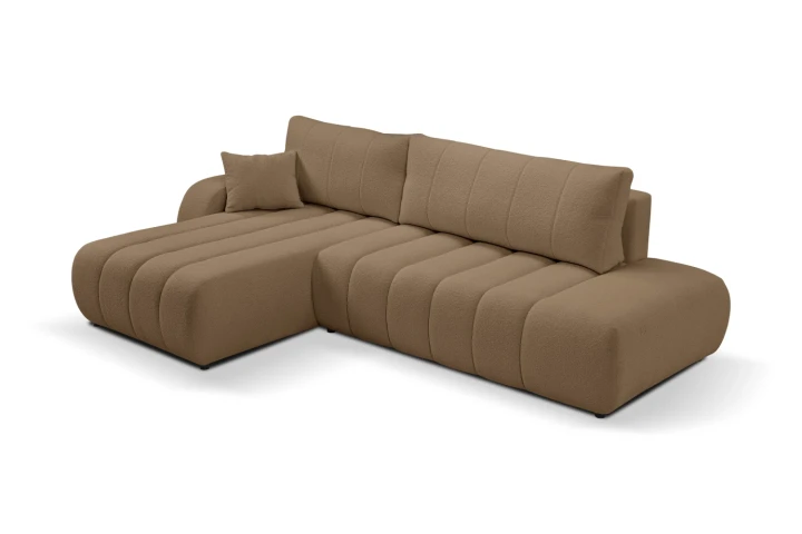 Narożnik z funkcją spania i pojemnikiem na pościel Noma Brązowy