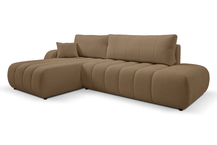 Narożnik z funkcją spania i pojemnikiem na pościel Noma Brązowy