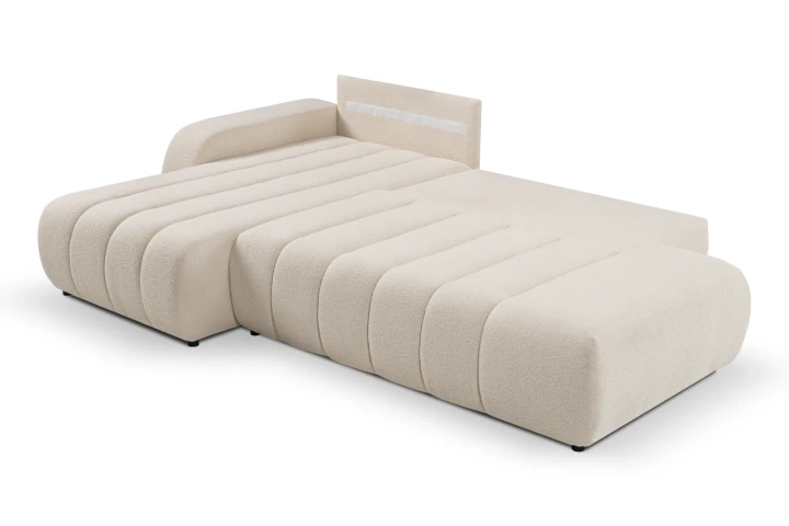 Narożnik z funkcją spania i pojemnikiem na pościel Noma Jasny Beż