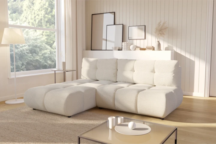 Narożnik Nami z funkcją spania i pojemnikiem na pościel Kremowy