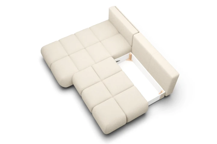 Narożnik Nami z funkcją spania i pojemnikiem na pościel Kremowy