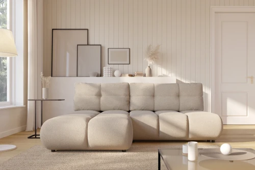 Narożnik Nami z funkcją spania i pojemnikiem na pościel Beżowy