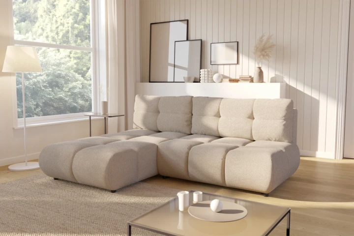 Narożnik Nami z funkcją spania i pojemnikiem na pościel Beżowy