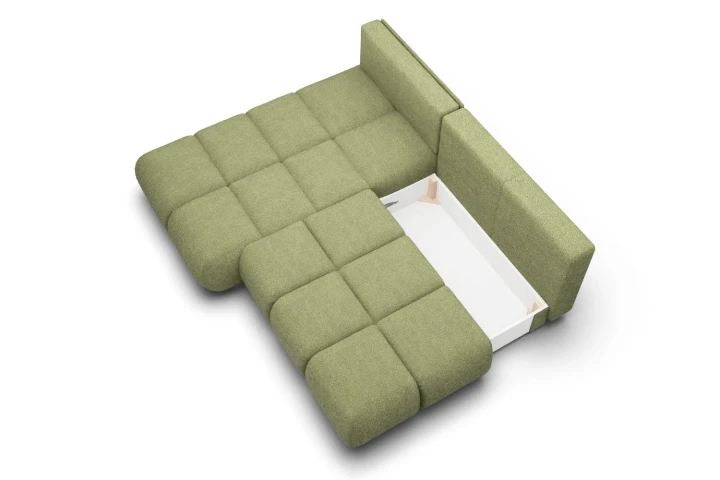 Narożnik Nami z funkcją spania i pojemnikiem na pościel Zielony