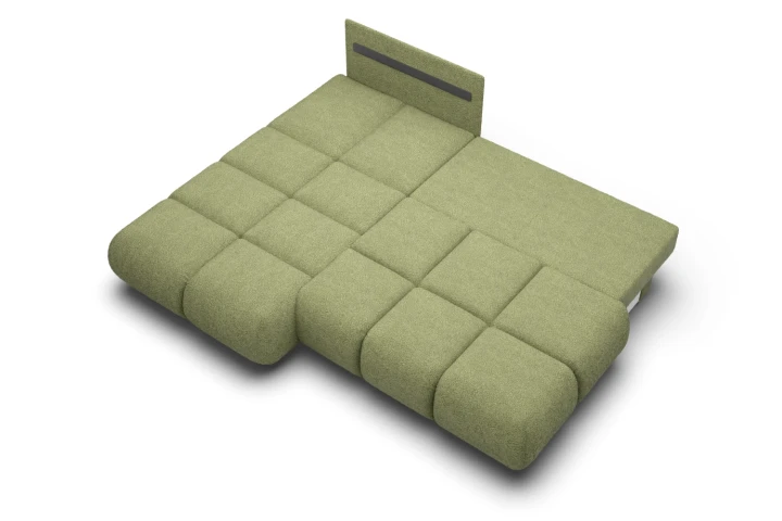 Narożnik Nami z funkcją spania i pojemnikiem na pościel Zielony