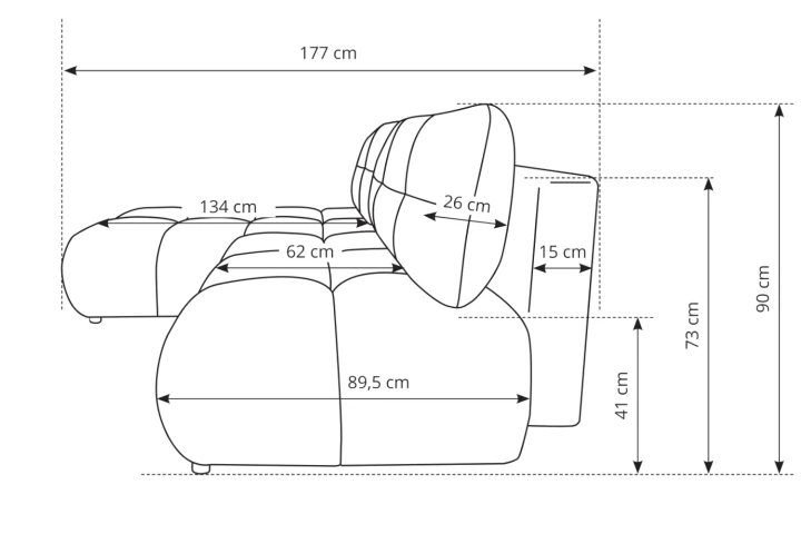 Narożnik Nami z funkcją spania i pojemnikiem na pościel wymiary