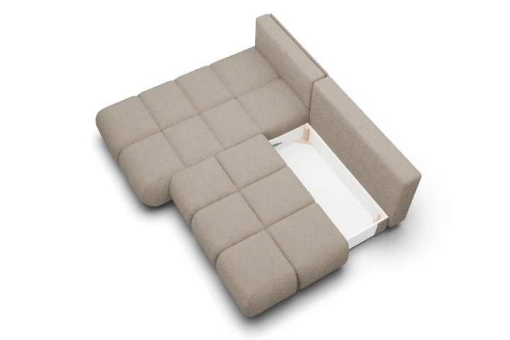 Narożnik Nami z funkcją spania i pojemnikiem na pościel Jasny Brąz