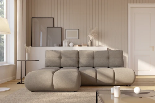 Narożnik Nami z funkcją spania i pojemnikiem na pościel Jasny Brąz