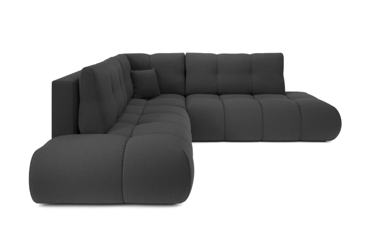 Narożnik z funkcją spania i pojemnikiem na pościel Mellow Grafitowy Lewy