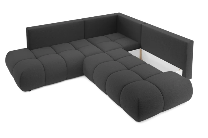 Narożnik z funkcją spania i pojemnikiem na pościel Mellow Grafitowy